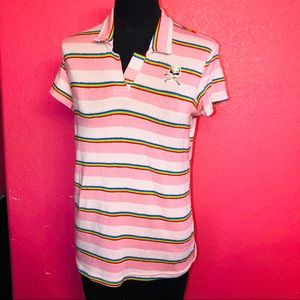 Pink and Rainbow Striped Collar T-Shirt☠️
